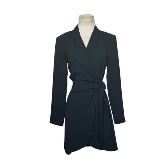 Zara black long sleeves mini wrap dress size XS - Picture 11 of 14